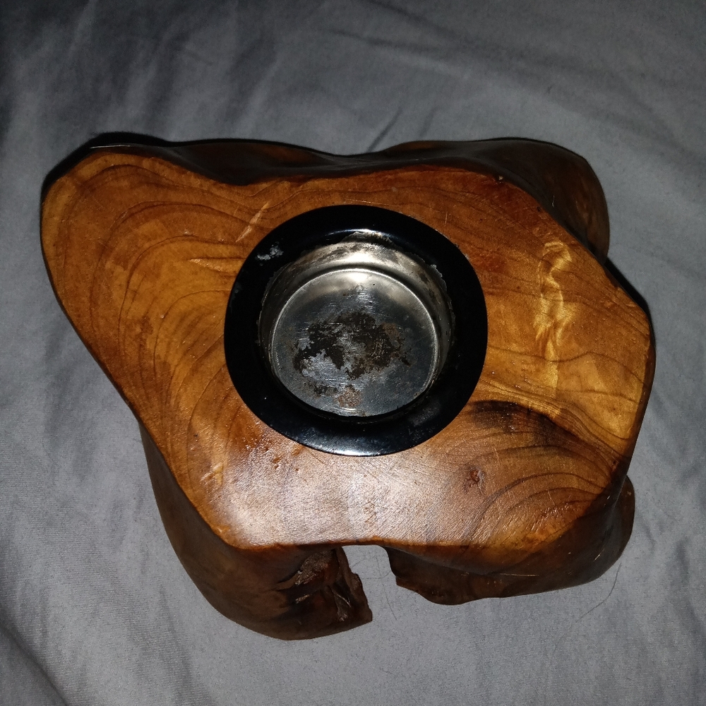 Raw Edge Wood Candle Holder